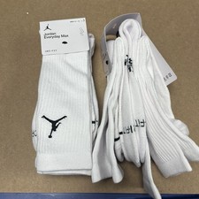 2X Nike Jordan Men s Everyday Crew 3 Pack Socks Sx5545-100 Dri-Fit White Size XL