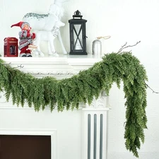 9 Ft Christmas Garland Realistic Soft Thick Green Faux Holiday Mantle Decor
