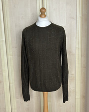 VTG Stag And Heart Brown Retro Acrylic Long Sleeve Jumper - Mens Size Large L