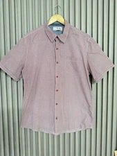 Distinction by Ryan Seacrest Men’s Burgundy & White Button Down Shirt Size Large