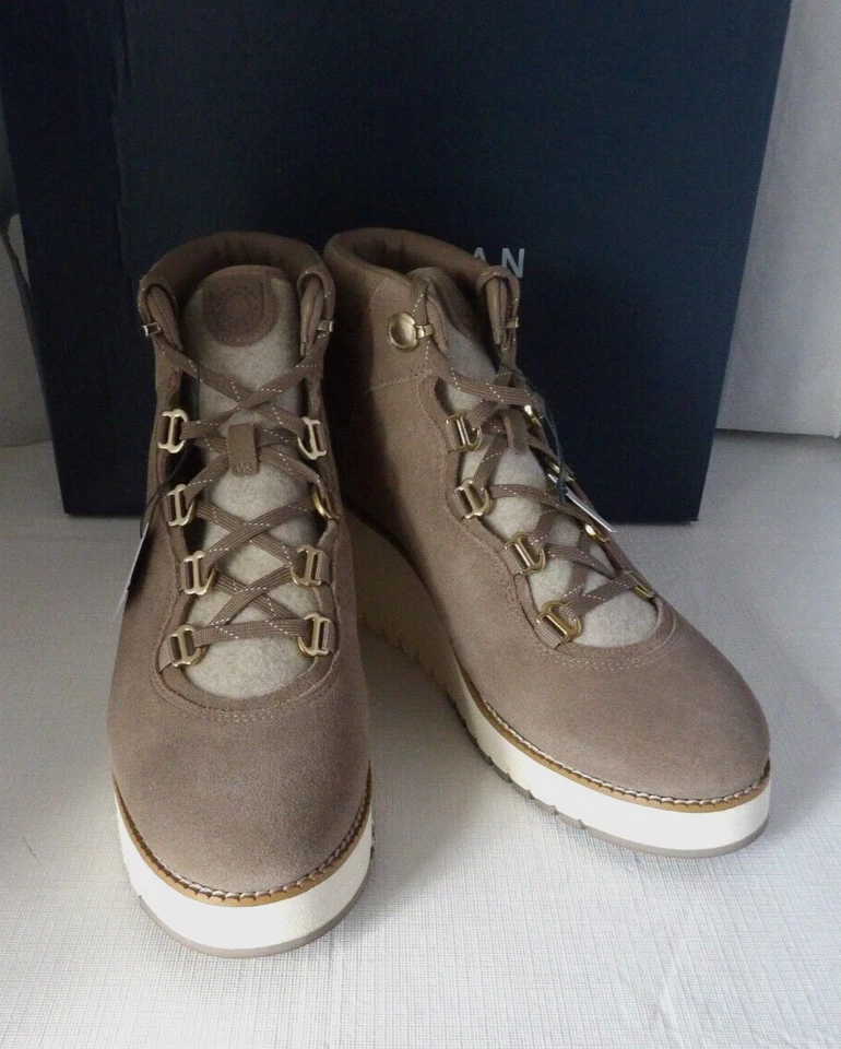 NWOB Authentic COLE HAAN ZG CITY Lace Up Irish Coffee Suede Wedge Boots Size 9 B - Image 3 of 4