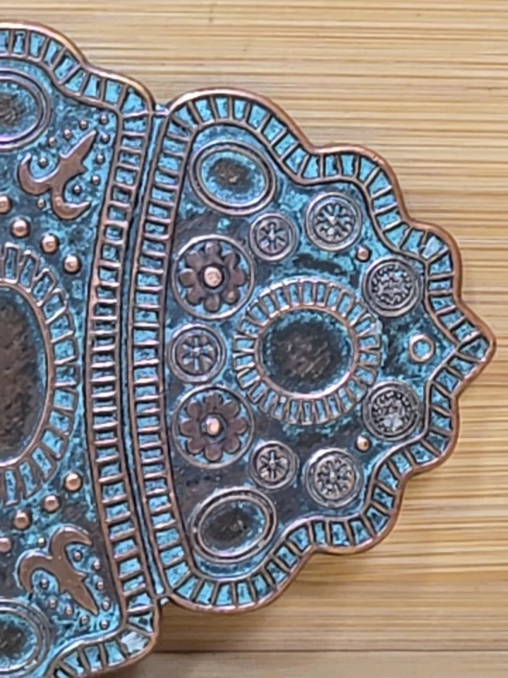 Vintage Cobre con Hebilla de Cinturón Petina Flores Florales Bohemio Marroquí   Foto 4 de 4