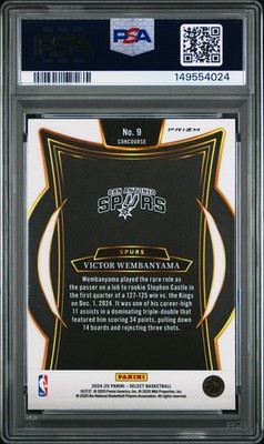 PSA 10 2024 Panini Select Victor Wembanyama #9 Blue Cracked Ice