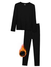 Kids Thermal Underwear Set, Boys Underwear Thermals Set, Fleece Medium Black
