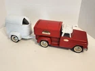 1959 TONKA Pressed Steel SPORTSMAN Step-Side Truck W/ Tonka Farms Horse Trailer