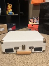Vinyl Stereo White Record Player 3 Speed Portable Turntable Suitcase G-345