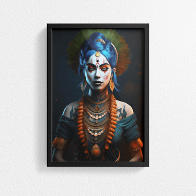 Exquisite indische Schönheit: Atemberaubende Frau Porträt Kunst - Wohndeko Poster Druck