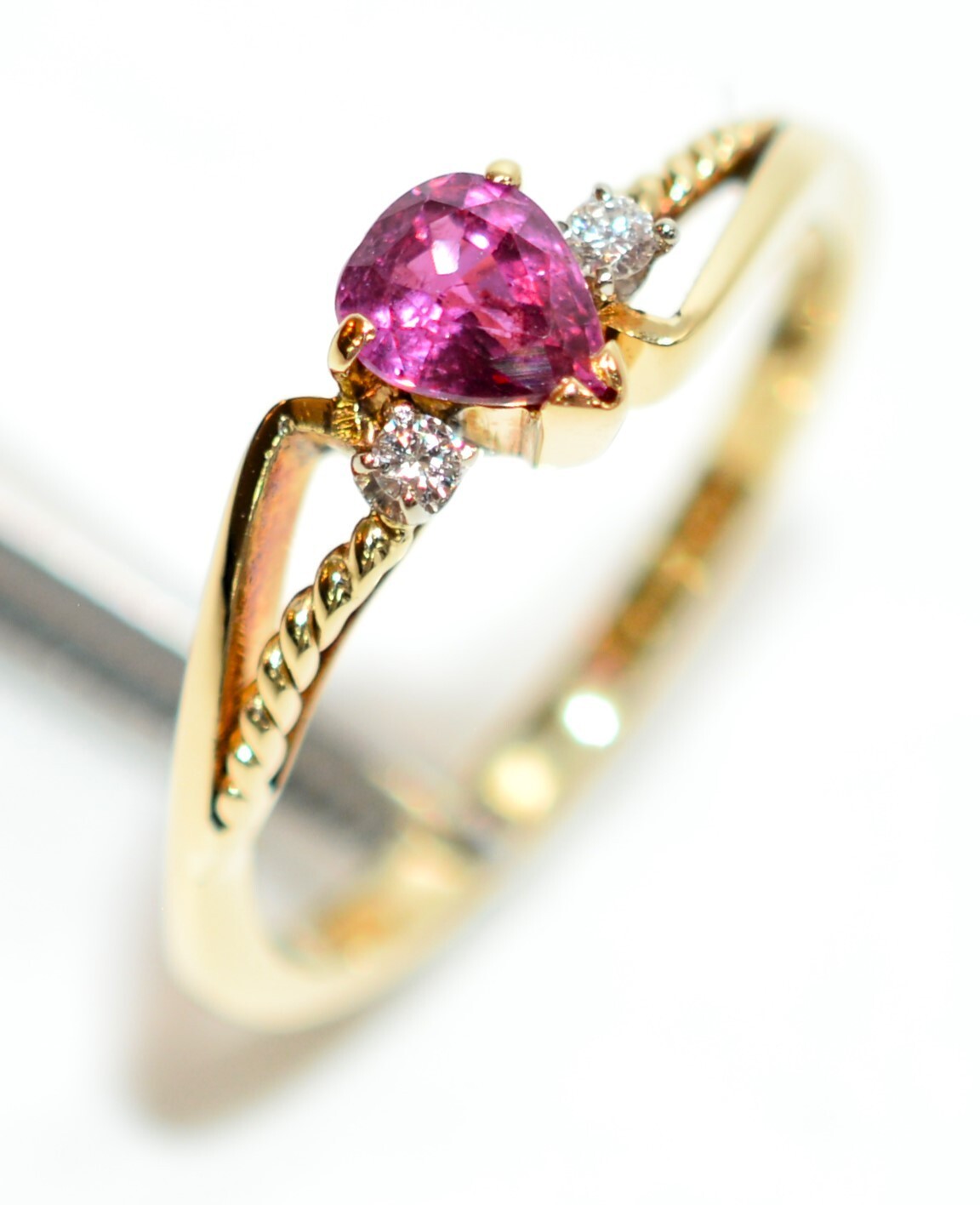 Natural Ruby & Diamond Ring 14K Solid Gold .46tcw… - image 4