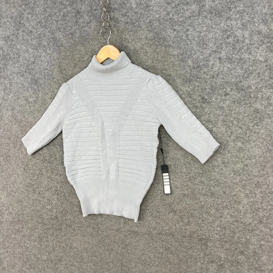 NEW Essendi Womens Top Size M Medium Grey Half Sleeve Knit Turtleneck Knit 27006 - Image 2 of 4