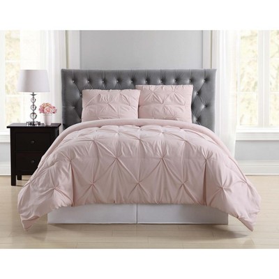 Everyday Pleated Bed Comforter Blush Full Queen Set Bedding