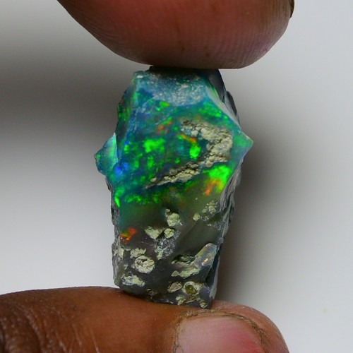 Black Opal Rough 16.15 Carat Natural Ethiopian Welo Opal Raw Fire Opal Gemstone - Picture 10 of 10