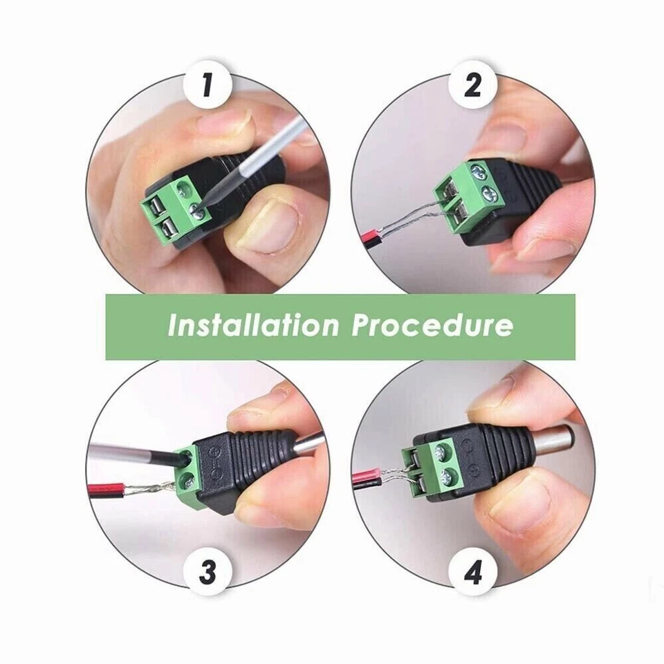 Female Male DC Power Jack Adapter Plug for CCTV Video Lamp Connectors 2.1X5.5mm - Image 3 of 4