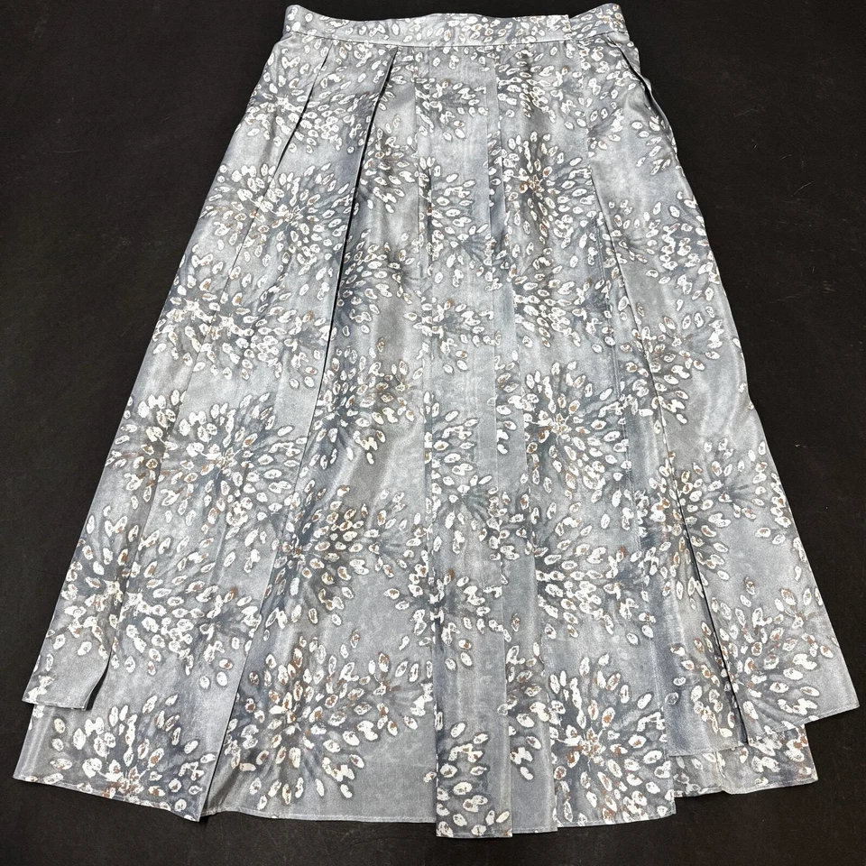 NUEVO CON ETIQUETAS $2695 Falda Midi Brunello Cucinelli Celeste Estampada Envolvente de Seda F/W22 talla 42 6 Foto 2 de 4