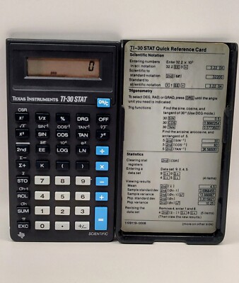 Texas Instruments TI-30 Calculator with Quick Reference Card in Cover 