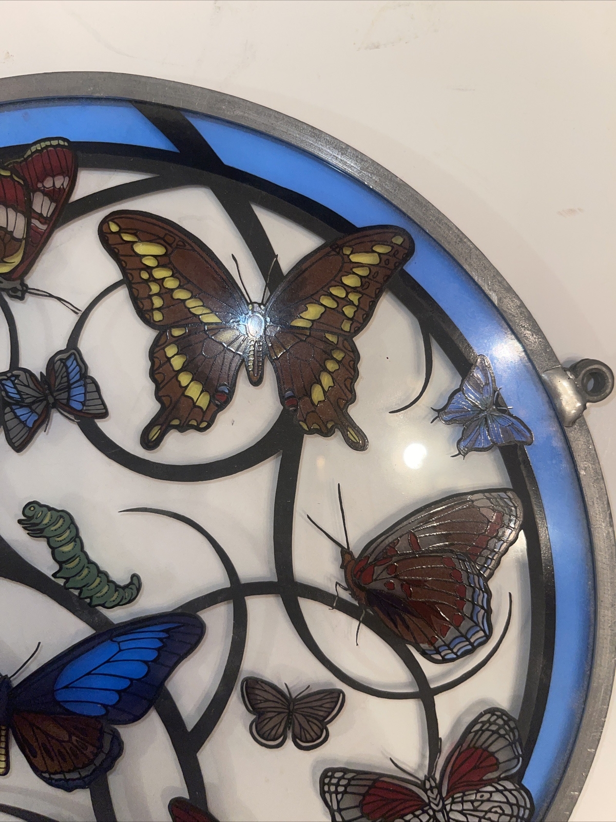 Vintage Glassmasters Suncatcher Faux Stained Glass Butterflies