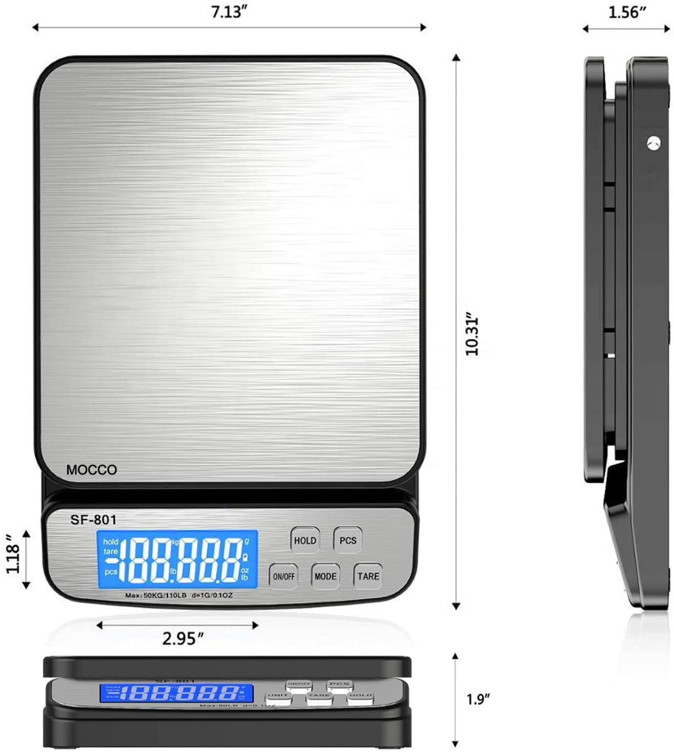 110 LB x 0.1oz Digital Postal Scale Accurate Shipping Weigh Scales with