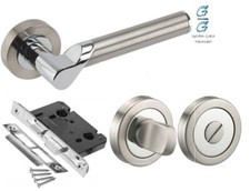 Internal Door Handles Bathroom Duo Chrome Finish Modern Titan Style - 1 Pair