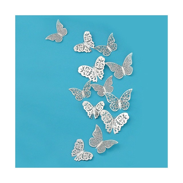 Download Pinkblume Silver Butterfly Decorations 3d Wall Decals Metallic Art For Sale Online Ebay