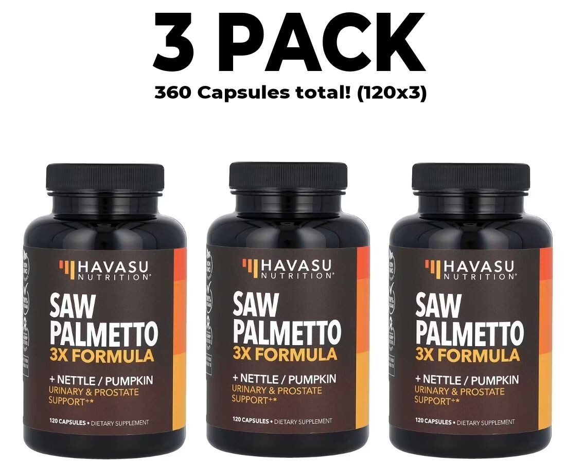 あけみんさん専用 Ｗパウダー3、ベースローション3 Havasu Nutrition, 3 PACK, Saw Palmetto 3X Formula, 120 caps (360