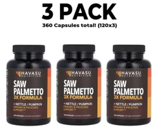 Havasu Nutrition, 3 PACK, Saw Palmetto 3X Formula, 120 caps (360 total!)