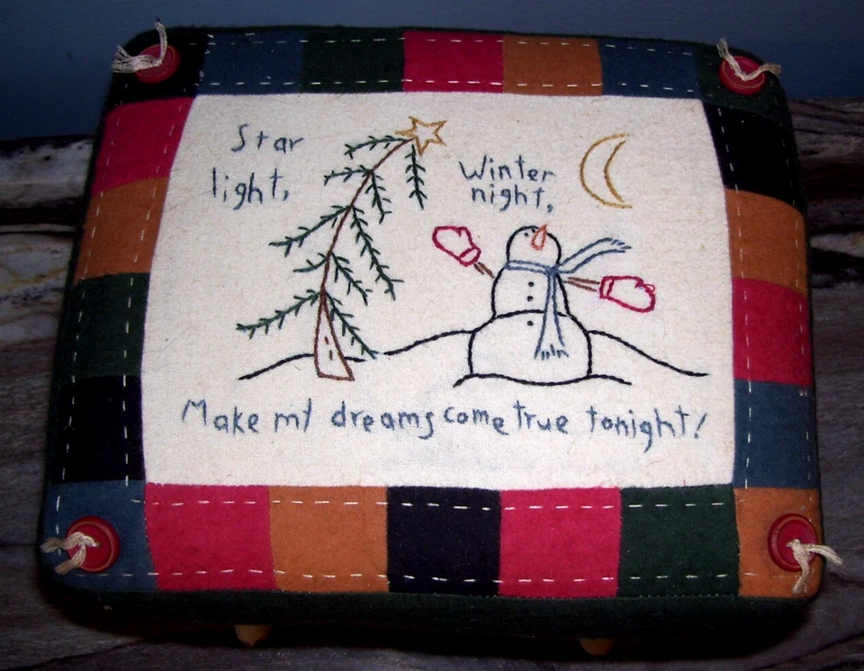 Hand Embroidered Cushon Top Folding Stool. Very Nice! - Image 2 of 4