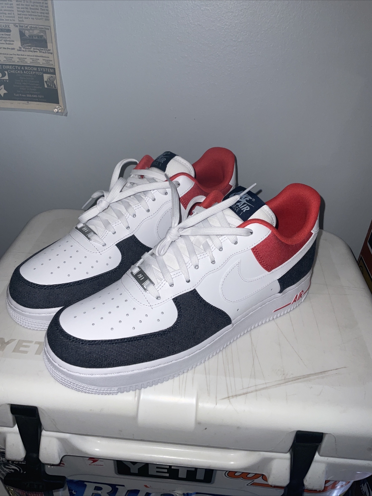 Size 10.5 - Nike Air Force 1 Low x USA Blue Denim/Red/White for sale online  | eBay