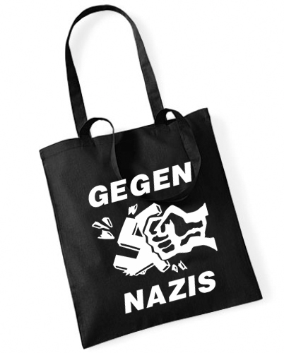 CONTRA NAZIS Cotton Bag bolsa de tela negra - Imagen 1 de 1