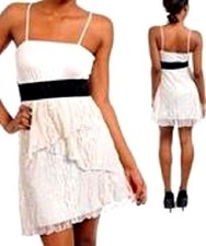 Ivory Cream Lace Dress With Spaghetti Straps Junior M Medium New Made In USA
