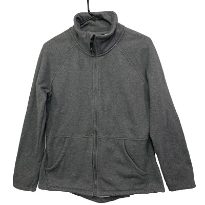 Sketchers Womans Gray High Collar Pockets Full Zip Sweat Jacket Size LARGE