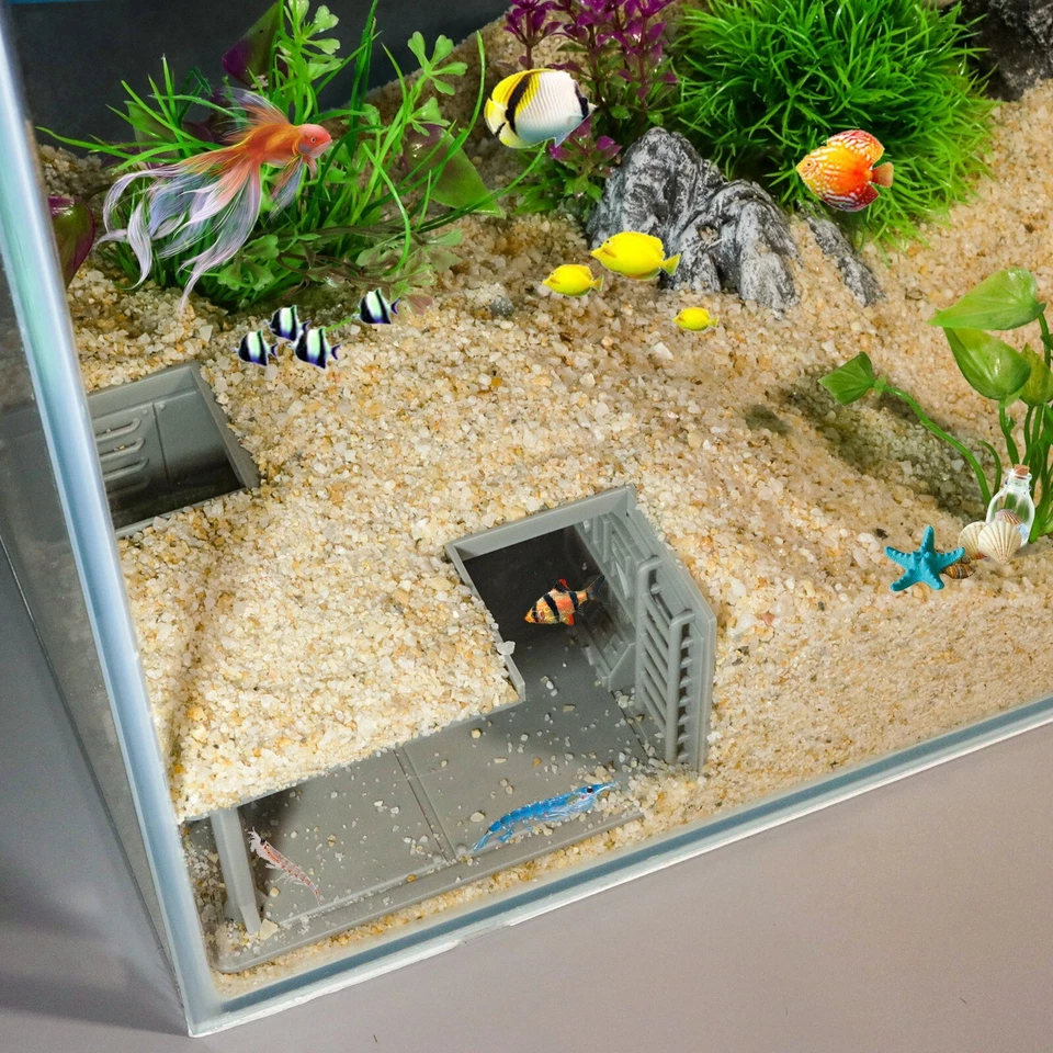 Plástico Impresión 3D Cuadrado Subterráneo 3D Peces Túnel Cueva Acuario Pecera Decoración Foto 4 de 4