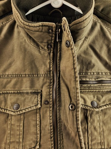 Levis kleine grüne Cargojacke durchgehender Reißverschluss Druckknopf gefüttert hoher Kragen Mantel Taschen Herren - Bild 8 von 23