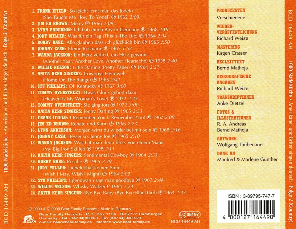 (CD) 1000 Nadelstiche - Amerikaner Und Briten Singen Deutsch - Folge 2 (Country) - Bild 2 von 2