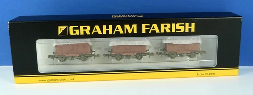 GRAHAM FARISH N 377-336 3 PACK WEATHERED BR BAUXITE CONFLATS WITH BD CONTAINERS