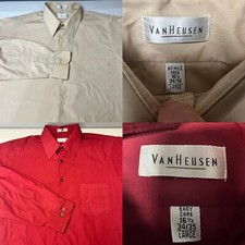 Lot of 2 Van Heusen Poplin Dress Shirt Wrinkle Free L/SL Button Up Work 16 1/2
