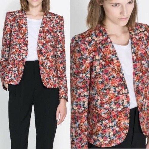 ZARA Floral Long Sleeve Blazer jacket 