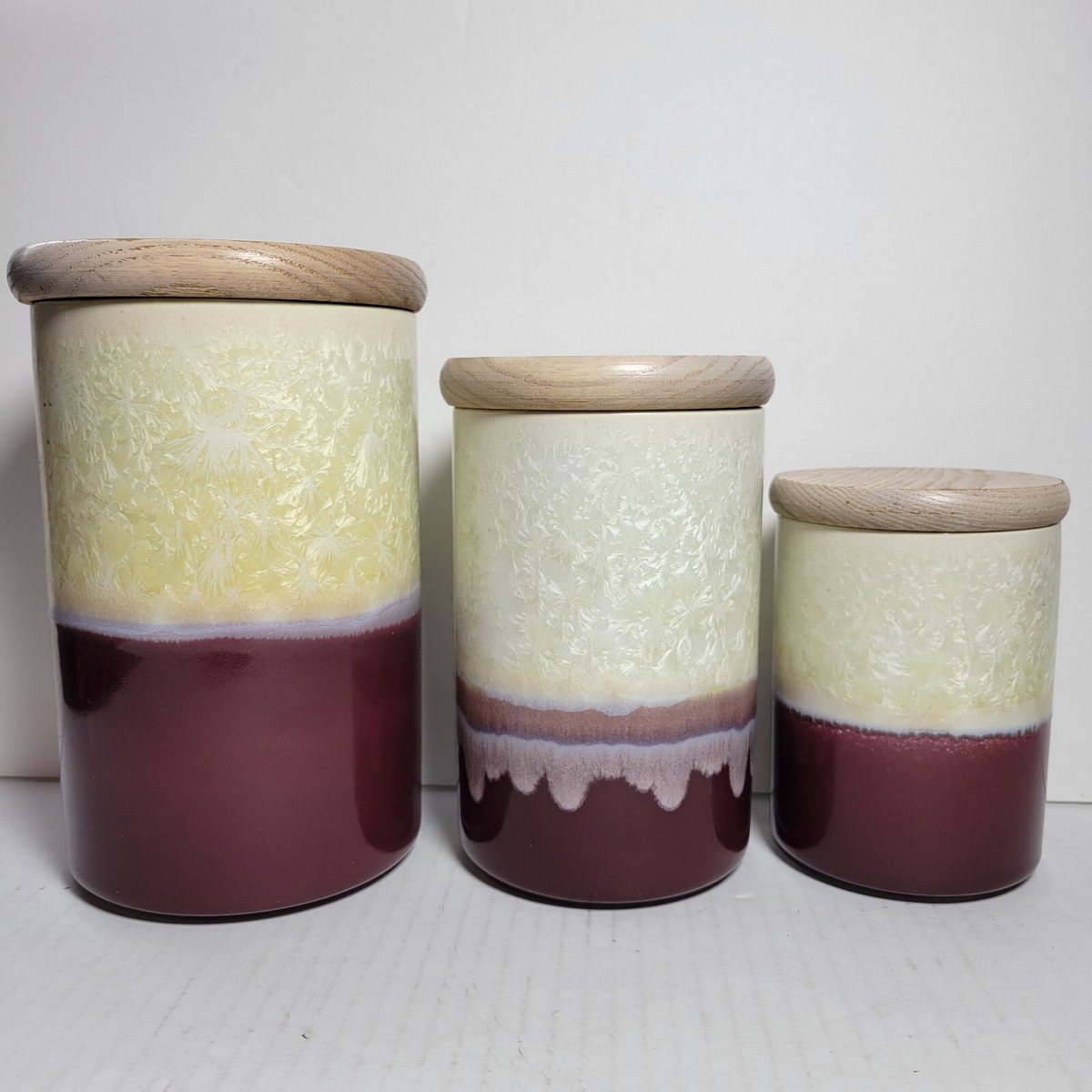 1960's ホーローキャニスター3個セット　Nasco ナスコスターファイア 3 Piece Set Portmeirion Starfire Collection Canisters Red