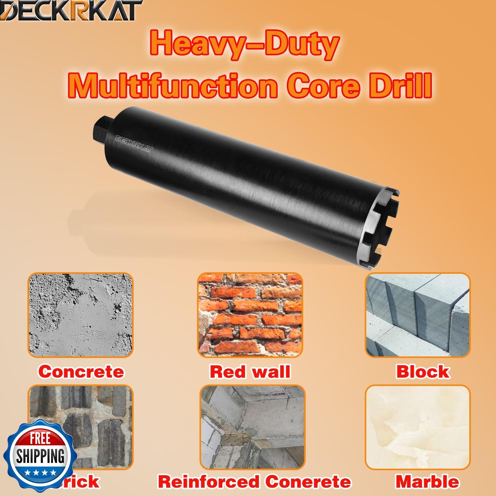 4" Diamond Core Drill Bit with 17-3/4" Total Length, 1-1/4"-7 Thread, Laser-W