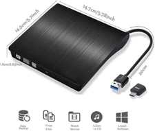 Slim External CD DVD RW Drive USB 3.0 Writer Burner Player Black For Laptop PC