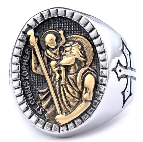 Punk Cross ring Stainless Steel Ring Men's Engraved Ring Birthday Gift - Picture 3 of 7