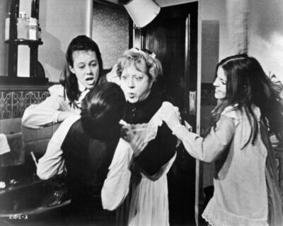 Jenny Agutter, Gary Warren and Sally Thomsett with their maid in a - Old Photo