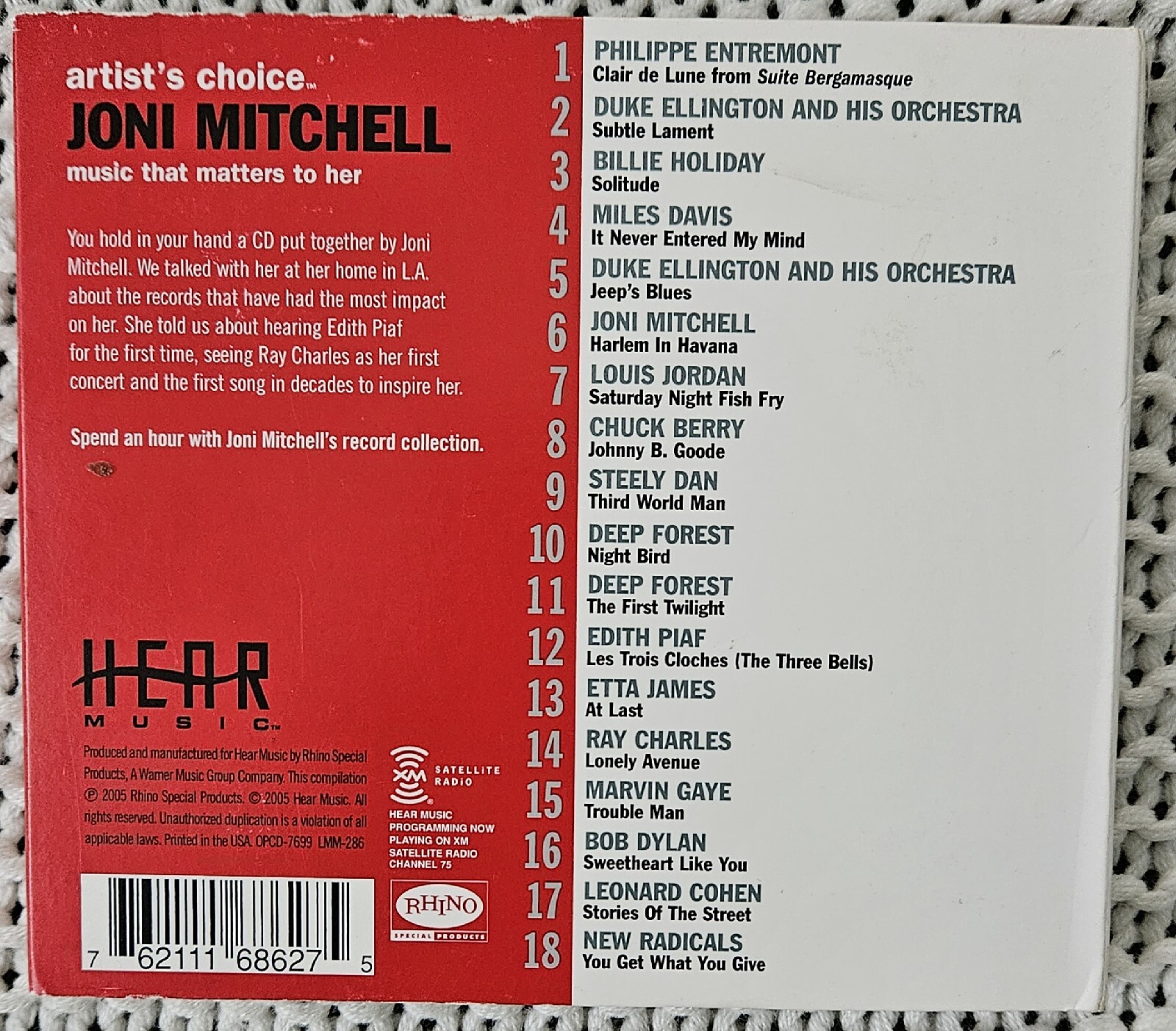 Various Artist's Choice Joni Mitchell (2005, Rhino Special Products