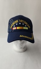 Marines Veteran Hat Embroidered USA Military Adjustable Ball cap Blue .