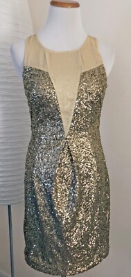 Ark & Co Gold Sequined Glitter Lined Sleeveless Party/Cocktail Dress -  Small | eBay