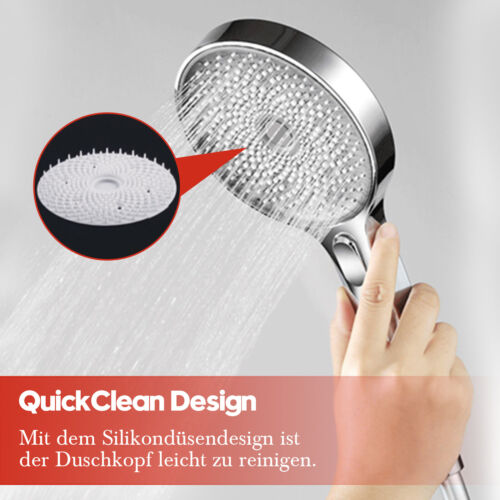 Decaura Duschstange mit Handbrause Brausekopf 1.5m Schlauch Chrom 3 Modi Brause - Bild 3 von 11