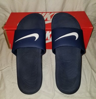 navy blue nike slides