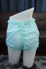  A132 2XL/ElasticW.24-42" Vintage Style Green Nylon Full Brief Panties Underwear