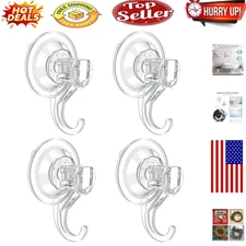 Versatile Clear Suction Cup Hooks - Heavy Duty, Reusable, Easy Install, 4 Sets