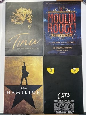 4 Broadway Posters! 11x17 Hamilton, Moulin Rouge, Cats & Tina Turner    SPECIAL