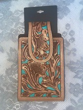 Western Cowboy/Cowgirl Hand Tooled Leather Cell Phone Case