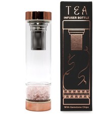 Crystal Glass Tea Infuser Bottle - Rose Quartz